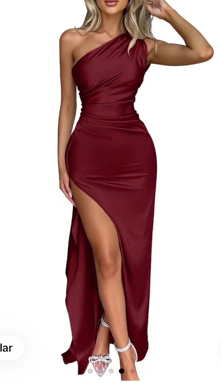 OYS one shoulder wine burgundy gown front slit bodycon Maxi dress small NWT